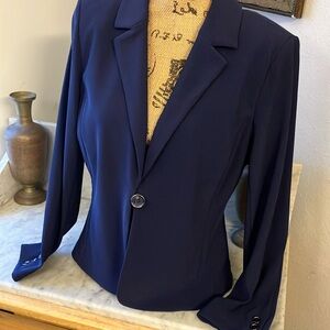 Boston Proper Cruiseline Wear Travel Pieces Navy Blue No Wrinkle Jacket Soft 14!